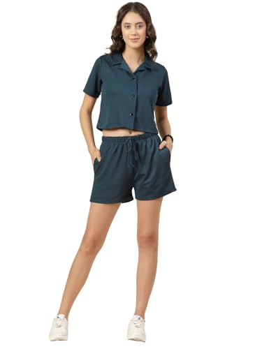 Image of Rigo Cotton Co-ord Set for Women | Round Neck, Slim Fit Tracksuit Co-ords Set for Women | Stylish Dresses for Women | Casual Wear, Beach Wear, Vacation Wear Outfit for Women