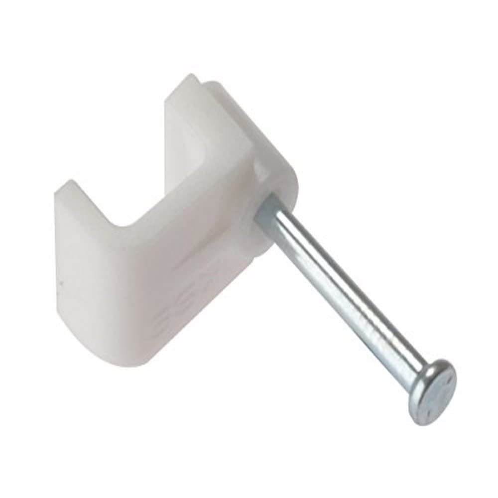 Merriway BH04818 (50 Pcs) Flat Cable Clip for Twin and Earth, White 2.5 mm - Pack of 50 Pieces