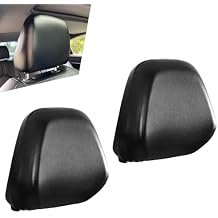 Shakas 2 PCS Cars Headrest Covers, Full Wrap-around Non-marking Fit Anti-scratch Protector, Waterproof Leather Portable Reusable Elastic Dust Cover, for Most Cars Seat Headrest Accessories Black #S