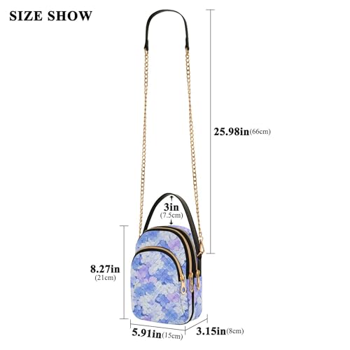 Women's Shoulder Handbag Quilted Chain Strap Cell Phone Handbag Floral Zipper Designer Bowler Tote Colorful Petals Purple Blue White3