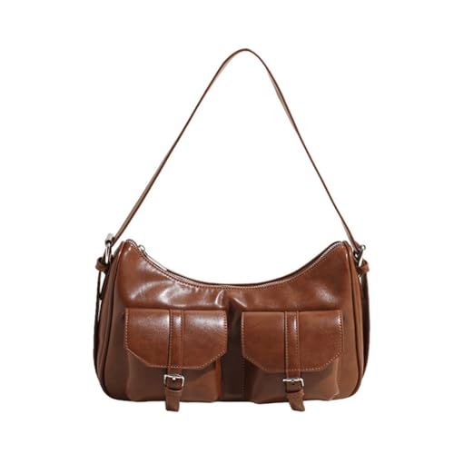 Sac à bandoulière hobo vintage en similicuir marron avec multi-poches