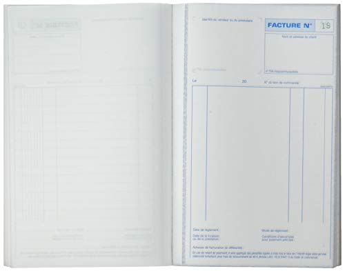 Exacompta - Ref. 13281SE – 5 Stück Rechnungen – in Folie – 50 nummerierte und selbstdurchschreibende Blätter in 3 Exemplaren (1 Original + 2 Kopien) – Format 210 x 135 mm – hergestellt in Frankreich
