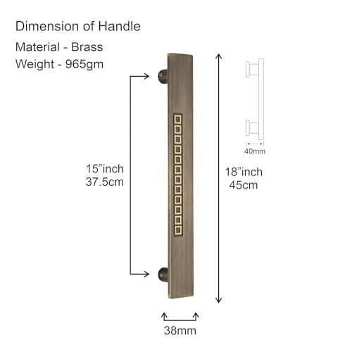 Image of COMPASS 18 inch Brass Main Door Handle | Door Handles for Main Door | Pull Handles for All The Doors of House | Office | Hotels | PH-231 (Pack of 1, Antique Finish)
