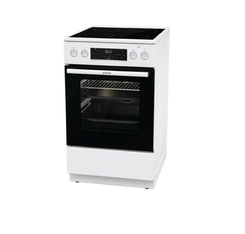 Gorenje GECS5C 60 WPA Cuisinière électrique avec plaque de cuisson vitrocéramique / 50 cm / 70 litres/GentleClose/Chauffage rapide/AirFry/ExtraSteam/Tiroirs...