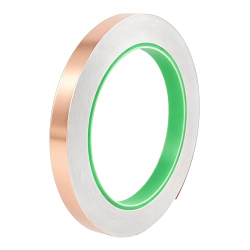 Nexaflow Cinta de Cobre Adhesiva Cobre Conductora Doble para Blindaje EMI 10 mm x 20 m lámina de cobre emi blindaje,copper foil tape,para Guitarra, Reparaciones Eléctricas,Cinta de Caracol