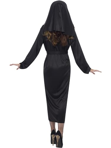 Smiffys Nun Costume, Black with Dress, Belt & Headdress, Saints and Sinners Fancy Dress, Nun Dress Up Costumes