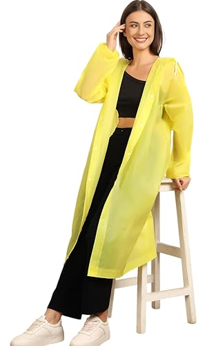 Image of Unisex Hooded Raincoat, Waterproof Long Rain Jacket, Multiple Colours, Reusable