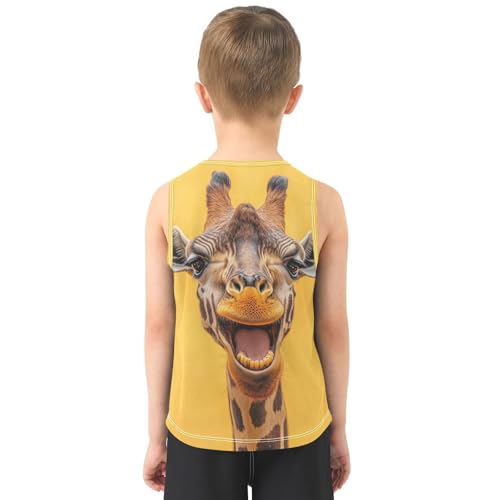 Boys Tank Top Shirts Giraffe Funny Yellow Sleeveless T-Shirts Crew Neck for Kids Clothing Children3