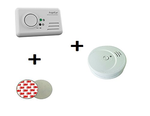 Preisvergleich Produktbild AngelEye CO Melder Kohlenmonoxid + FiduciaShop 5Jahres Rauchmelder + Magnethalter Kohlenmonoxidwarnmelder