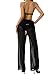 Michellecmm Women Sexy See Through Sheer Mesh Loose Bottoms, Swimsuit Bikini Cover Up, High Waist Wide Leg Pant C Black