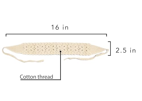 AeraVida Summer Cream Crochet Cotton Headband | Handmade Boho Hair Scarf Kerchief3