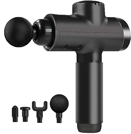 Lucario Rechargeable Massage Gun, 20 Speed High-Intensity Vibration for Athletes Massager Impact Device Handheld Muscle Electric Gun, Muscle Massager Quiet Brushless Motor with 4 Heads(Multi)