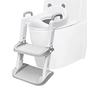 Potty Training Seat with Ladder Foldable Toilet with Splash Guard Non-Slip Potty Chair for Kids Toilet Seat with Step…