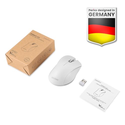 Image of Perixx PERIMICE-621W Wireless Mouse - Silent Click with Ergo Design - Compatible for Desktop and Laptop PC - Wireless 2.4 GHz - White