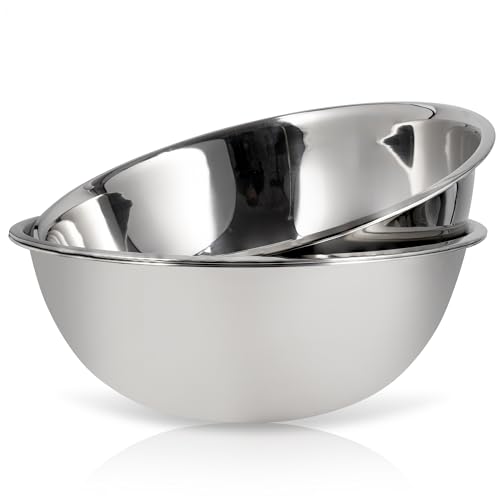 WHYSKO® Large Mixing Bowls, Set of 3 Stainless Steel 20 Quart Bowls for Restaurants, Food Service, Caterers and Home Kitchen Use, Rust Proof Bowls Great for Meal Prep, Baking, Serving, Food Storage