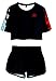 HAOSHENG Mujer Traje Deportivo My Hero Academia T-Shirt Comics Anime Camiseta y Pantalones Cortos Verano 2 Piezas Set(M)