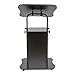 Mobile Laptop Podium, Portable Height Adjustable Podium Stand, Standing Desk Sit-to-Stand Desk, Portable Lectern Podium Stand Laptop Desk Cart with Wheels & Storage, Black