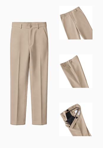Image of DHTS Boys Dress Pants (Size 2-20 Years) Slim Fit Uniform Pants for Toddler & Teens