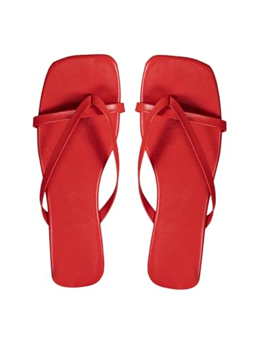 Image of GORGLITTER Women's Strappy Square Toe Thong Sandals Dressy Summer Cute Vacation Beach Comfortable Flip Flops Slide Shoes 2026