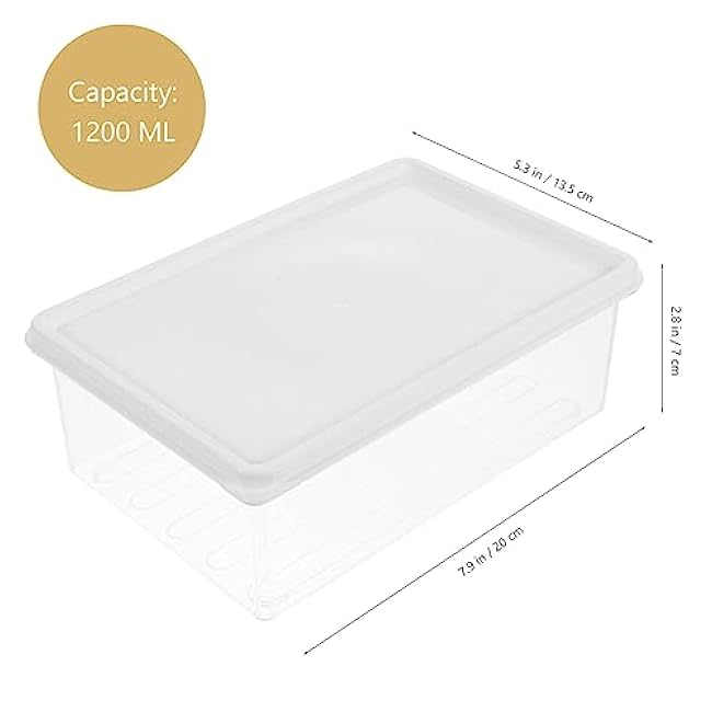 Hemoton Clear Meat Storage Container Bacon Keeper Box Bacon Storage Bins Refrigerator Saver Case Fruit Vegetable Organizer for Home Kitchen 1200ml