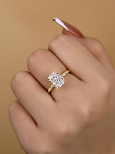 4.0CT Cushion Cut Engagement Ring, 925 Sterling Silver Simulated Diamond Promise Wedding Ring for Women3