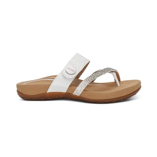 Image of Aetrex Izzy Memory Foam Footbed Faux Leather Adjustable Slide Orthopedic Sandals for Women - Pressure Relief Pain Arch Support Sandals Women's