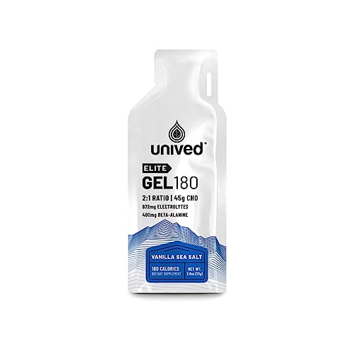Unived Elite Gel, 2:1 Carbohydrate Ratio, 45g Carbs, Beta-Alanine, Sodium Bicarbonate, & Essential Electrolytes, 190kcal, Vegan & Gluten-Free (Vanilla Sea Salt - 6 Pack) (B07RX6TV2Q) Amazon Price History, Amazon Price Tracker