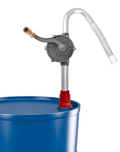 Qwork Aluminum Drum Rotary Hand Pump, Barrel Pump Hand Crank Oil Gas Barrel Drum Pump Rotary Oil Fuel For 5, 15, 30, 55 Gal #TOP1