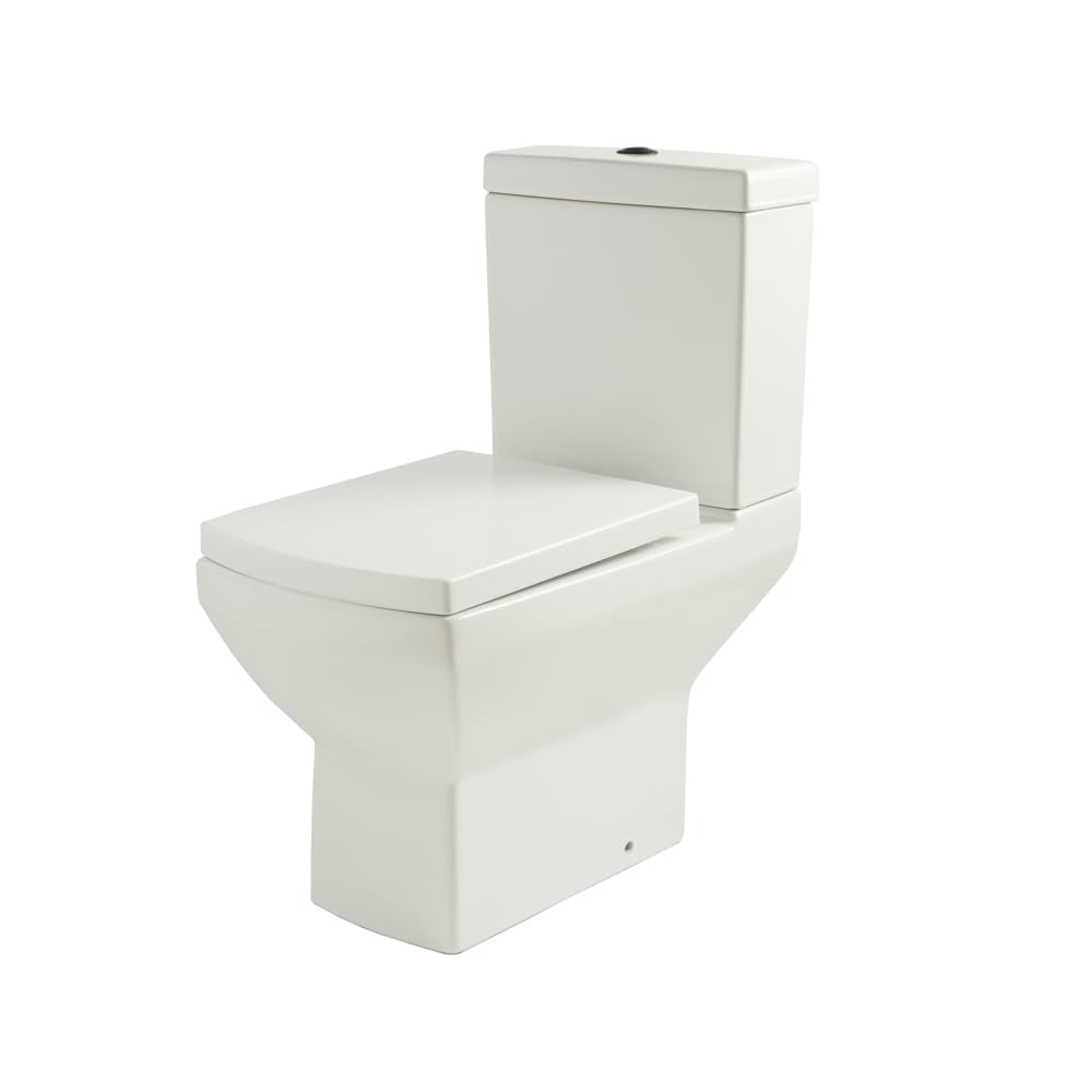Milano Black Dalton White Ceramic Close Coupled Toilet Wc Soft Close Seat Flush Button