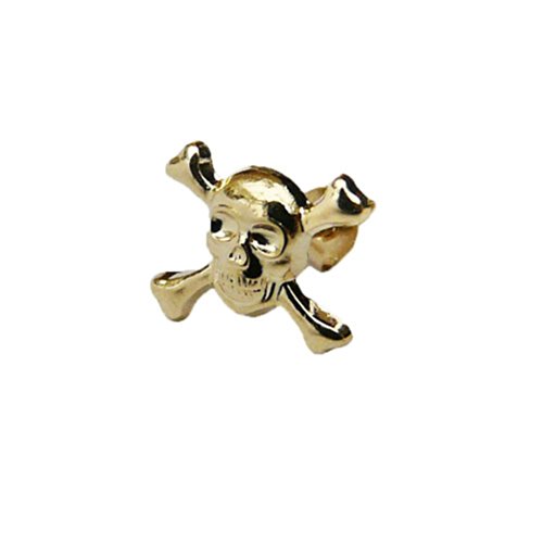 De 9ct oro amarillo Cráneo y Huesos cruzados - - en caja de regalo del pendiente del perno prisionero para el hombre en su vida