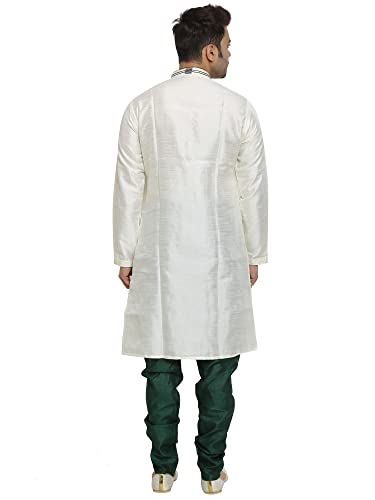Image of ITOS365 Men's Tunic Art Silk Kurta Pajama and Scarf Suit Set Indian Clothing Wedding Party Dress Gifts Items