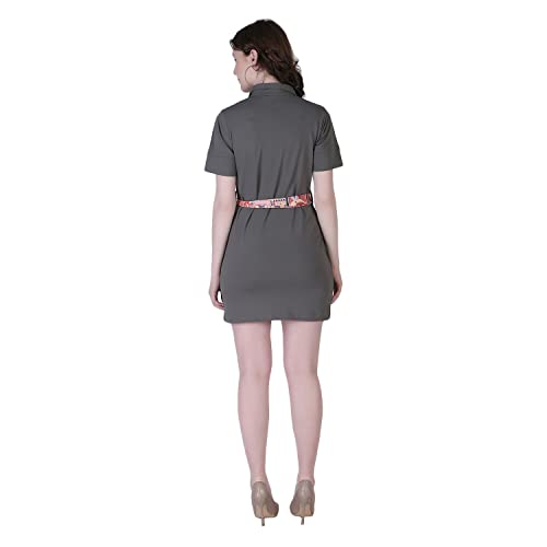 Image of Leriya Fashion Women's Comfortable Lycra Printed Collar Neck Regular Sleeve Solid Midi Body-con Casual Western Stylish Dress | Short Midi Dress for Women.