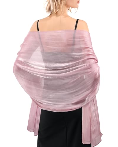 FURTALK Shawls and Wraps for Evening Dresses Sparkly Soft Wedding Party Bridesmaid Scarves for Women Pink