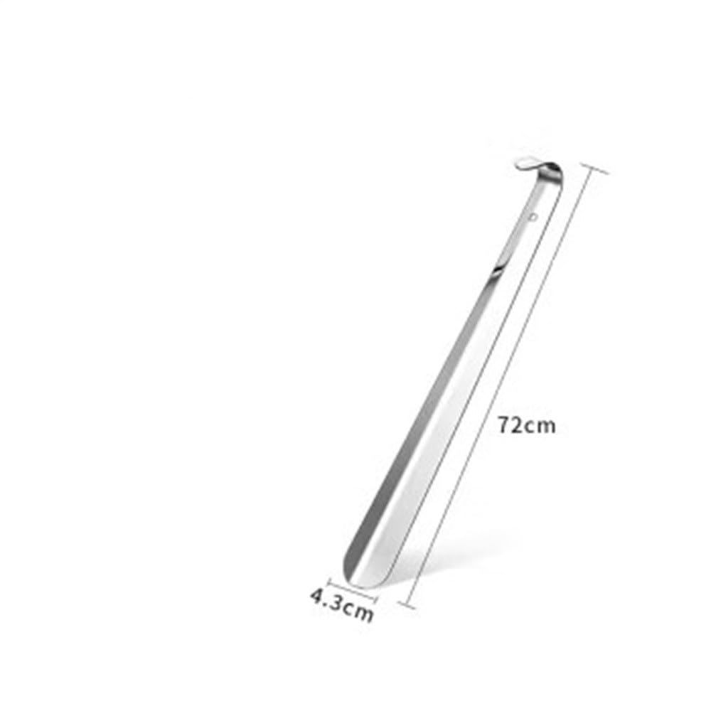 QUNINE Calzador de Acero Inoxidable con Mango Largo, Calzador Que no se dobla para Adultos, niños y Personas Mayores (Plata, 72x4,3 cm)
