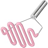 Urbanstrive Non-Scratch Silicone Potato Masher Kitchen Tool, Potatoes Masher Potato Masher Stainless Steel Wrapped In Premium Silicone, Potato Smasher, Pink