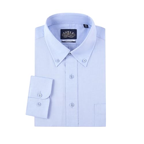 Eagle Men's Long Sleeve Button Down Dress Shirt, Blue, Multiple Sizes, Regular Fit, Stretch Collar, Cotton