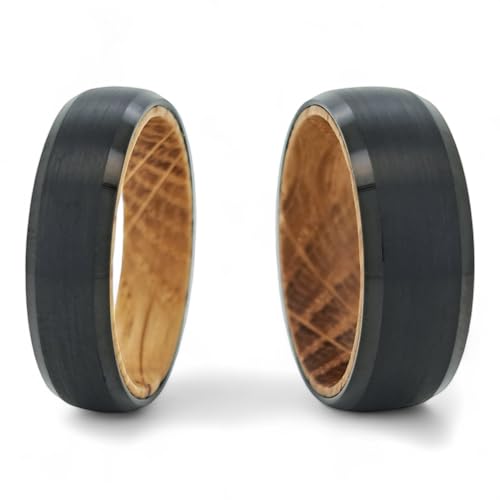 Couple Rings Titanium Steel Ring with Real Wood â€“ Per
