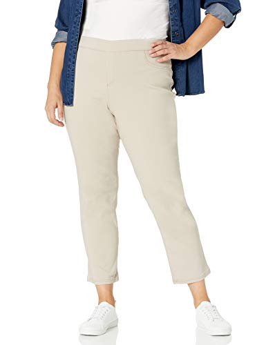 Erika Women's Joey Pull On Slim Straight Leg Pant, Khaki Haze, Small Petite