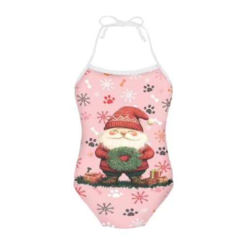 Image of Christmas Girls One-Piece Swimsuits Beach Halter Swimwear Bathing Suit for 3-10 Years