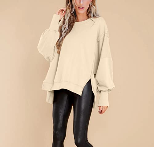 Image of BWQ Womens Oversized Sweatshirt Crewneck Long Sleeve Shirts Pullover Sweatshirts S-2XL