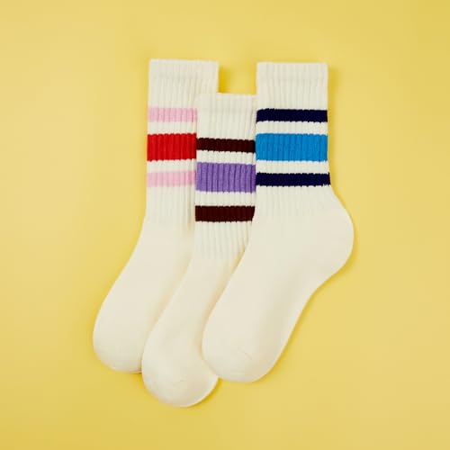 Image of American Trends Tube Socks for Women Striped Slouchy Scrunch Retro Socks Vintage Cute Crew Sock