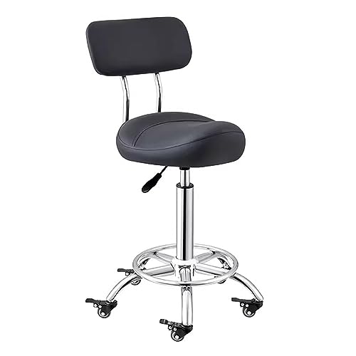 Taburete ergonómico con reposapiés, silla de cocina para oficina y salón, altura ajustable de 50 a 70 cm, ideal para dentistas y uso clínico (negro)