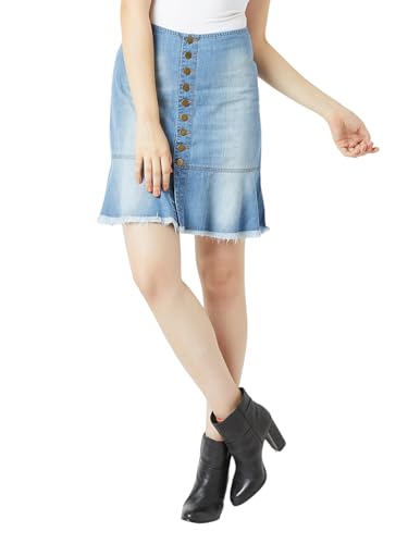 Image of Miss Chase Women's Straight High Rise Mini Denim Skirt