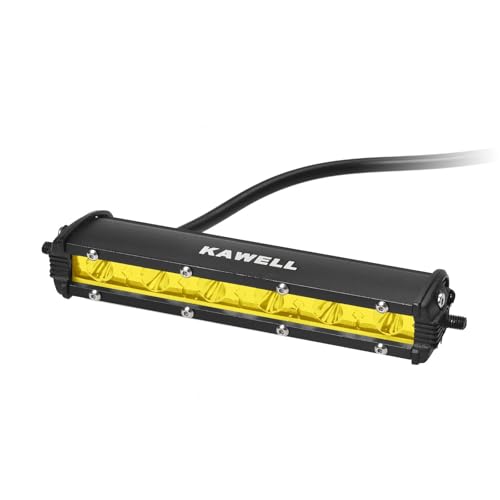 KAWELL バーライト led バイク 18W LED 作業灯 ワークライト フォグランプ 24v led作業灯 補助灯 車外灯 12v 24v兼用 車 アクセサリー ラックパーツ 長型 薄型 汎用 狭角 防水 長寿命 耐衝撃 (イエロー)