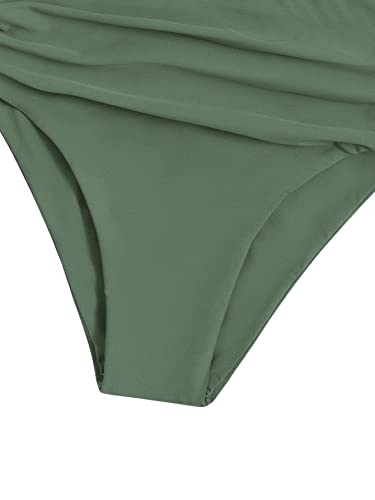 SweatyRocks Women's Bathing Suits Striped Bandeau Bikini high Waisted Swimsuits Swimwear Set4