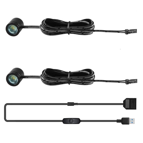 Image of TAYSING Mini LED Spotlights, USB Powered Small Spotlight Display Lights, Accent Lighting for Artwork, Paintings, Jewelry, Display Cases, handicrafts, Models, Toys, Puzzles (Red, 2 Pack)