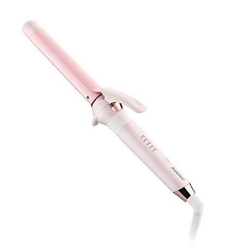 Aokitec 1 Inch Curling Iron Hair Curler Ceramic Coating Curling Wand with 6.5 Inch Long Barrel, 5 Heat Settings, Dual Voltage Professional Salon Wand Curler for All Hair Types (Glove Included)