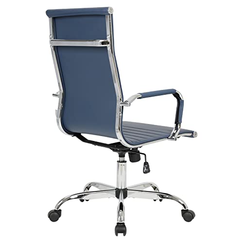 Leisuremod Harris Modern Adjustable Swivel Leather High-Back Task Office Chair, Navy Blue #TOP5