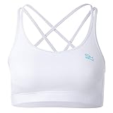 Sportkind Mädchen & Damen Sport, Tennis, Fitness BH gekreuzte Träger mittlerer Halt, weiß, Gr. L