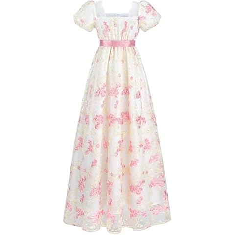CR ROLECOS Pink Regency Dress with Lace Cover